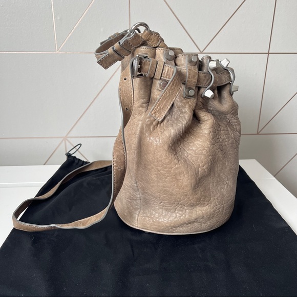 Alexander Wang Taupe Textured Leather Diego Bucket Bag - Picture 5 of 16